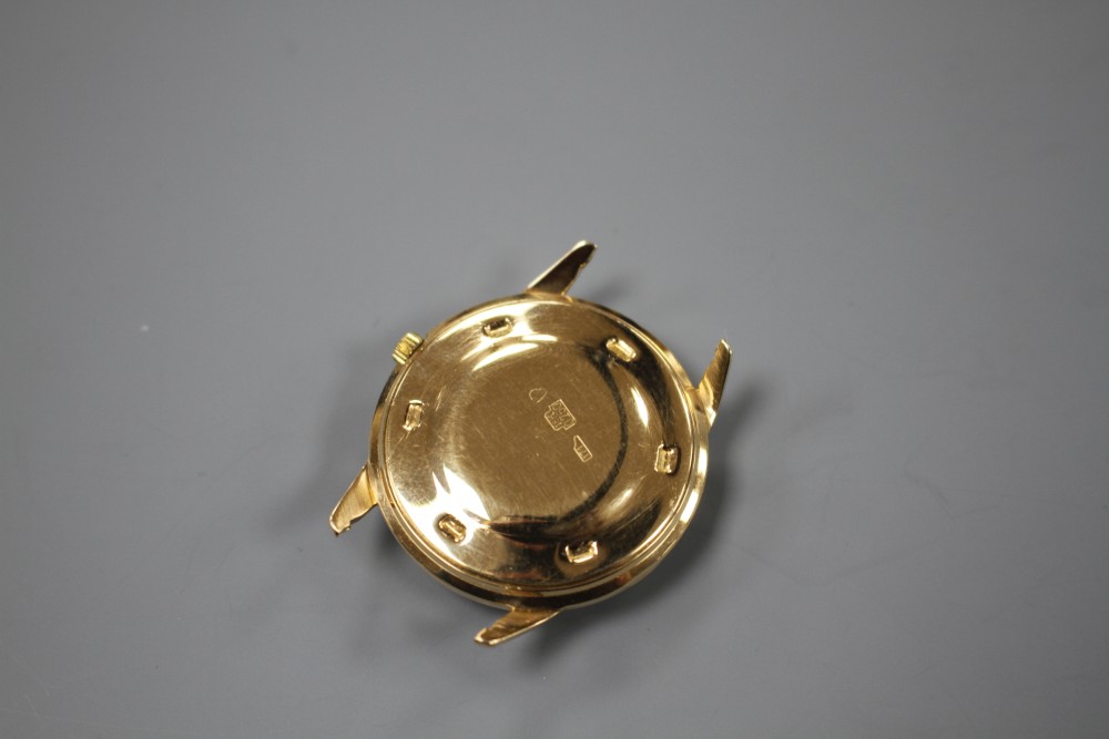 A gentlemans Swiss 18k yellow metal Fleurier automatic wrist watch, with later associated leather strap.